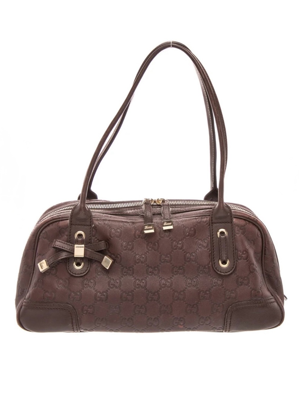 Gucci Chocolate Brown Monogram Leather Shoulder Bag